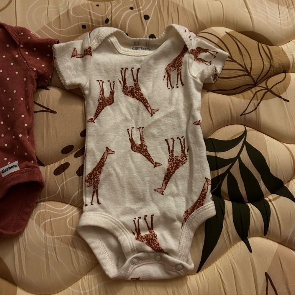 Gerber Cream and Brown Giraffe Print Bodysuit
